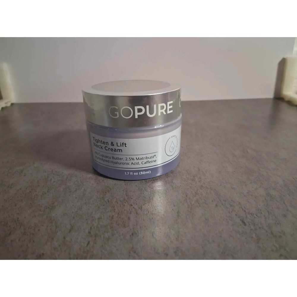 GoPure Tighten & Lift Neck Cream 1.7oz Cupuacu Butter Hyaluronic Acid New